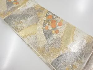リサイクル　佐賀錦橋に菊・松模様織り出し袋帯